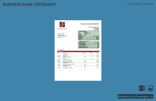 Agribank-Unternehmenserklärung – Beispielvorschau in Word und PDF